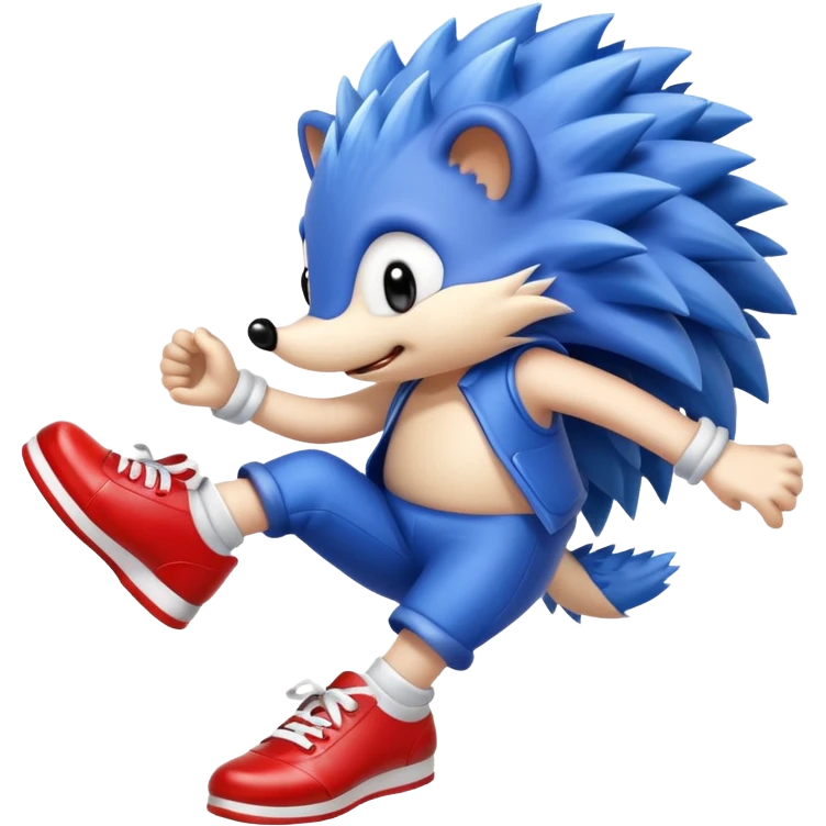 blue hedgehog with red and white shoes jumping emoji
