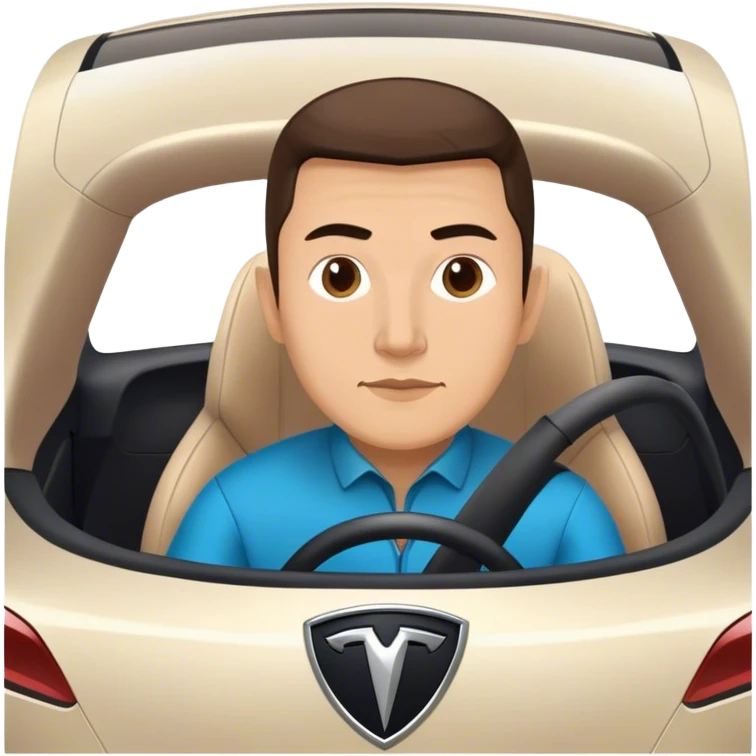 Tatar man sitting in tesla emoji