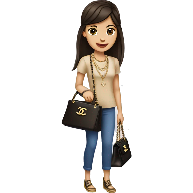 brunetę Chanel slavic Girl with Birkin bag and Chanel necklace emoji