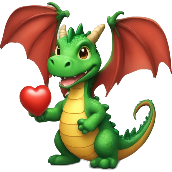 Dragona con cola de estegosaurio lanzanfo un beso corazon emoji