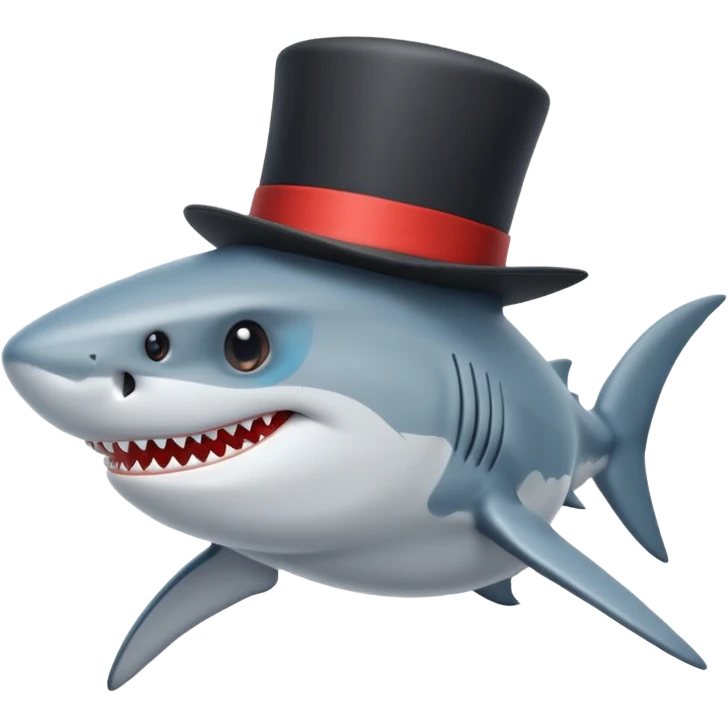 Shark with a top hat emoji