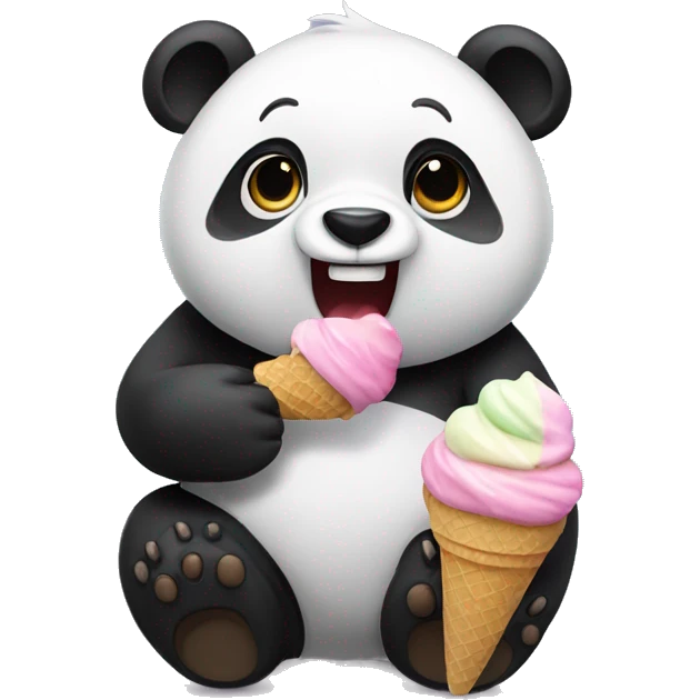 Panda eating ice cream emoji