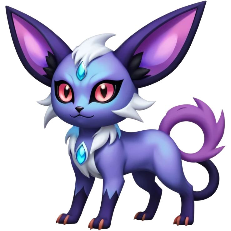 Shiny Exotic Badass Mystical Mysterious Gothic Espeon-Absol-Litten-Pokémon-Fakémon-hybrid-creature (full body) emoji