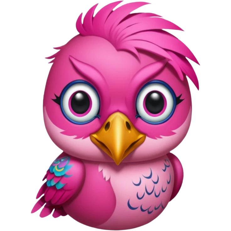 pink bird with piercings and tattooes two eyes emoji