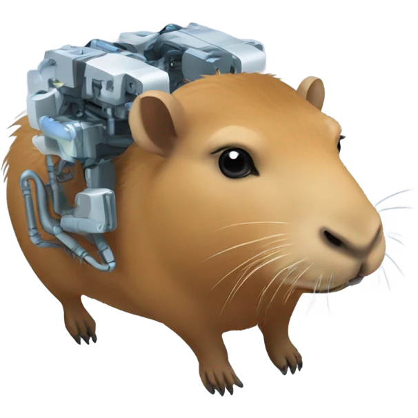 Capybara with robot brain emoji