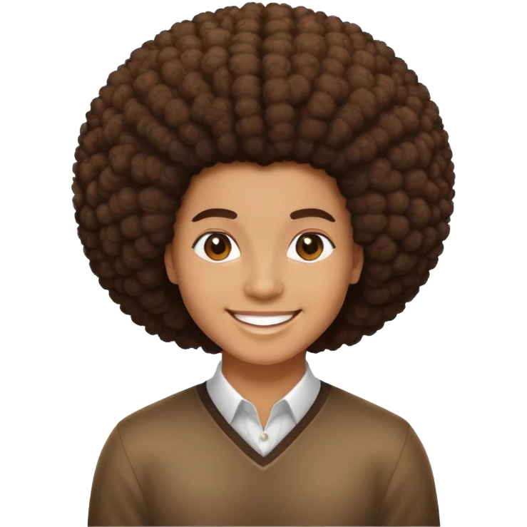 Person with large afro hairstyle, smiling emoji