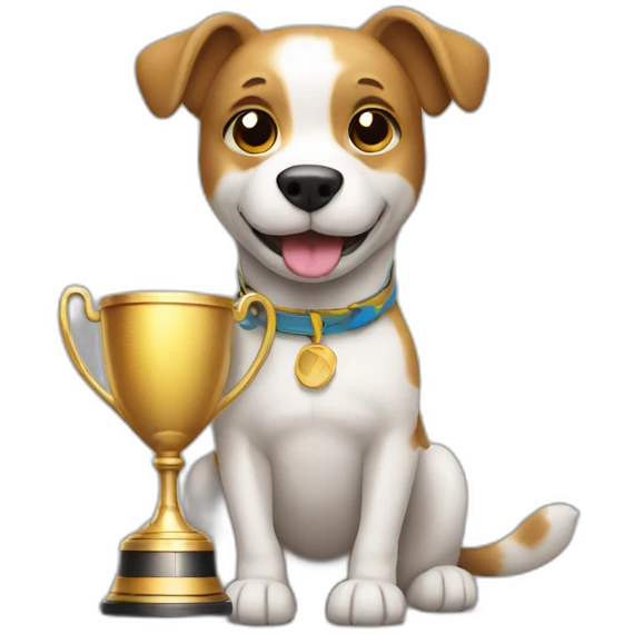 dog hold a trophy emoji