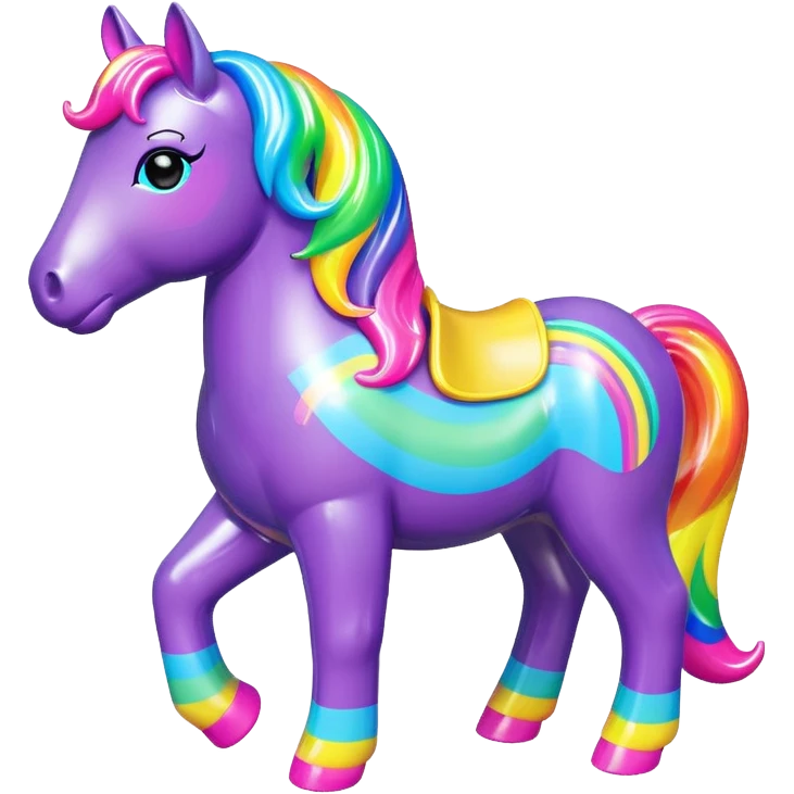  Lisa Frank style  vinyl fat horse toy figure  emoji