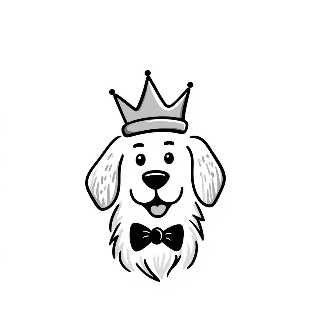 golden retriever wearing a crown emoji