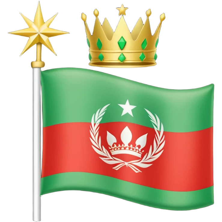 ایموجی پرچم تاجیکان افغانستان مردمان تاجیک افغانستان است رنگ پرچم سبز کم رنگ و سفید و سیاه و نوار سفید تاج طلایی و هفت نور طلایی برام درست کن emoji