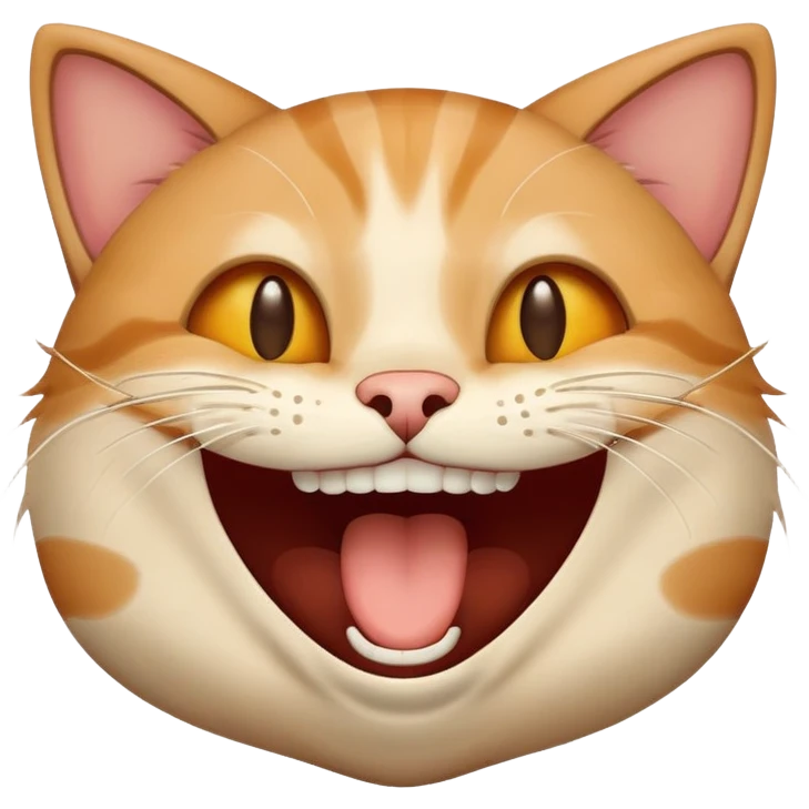 The cat is laughing.  emoji