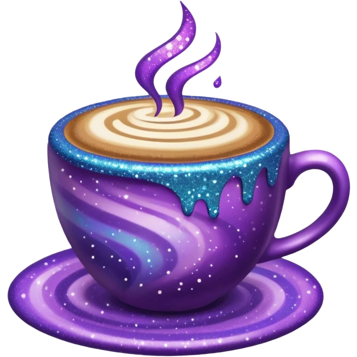 glitter cian and purple coffee
 emoji