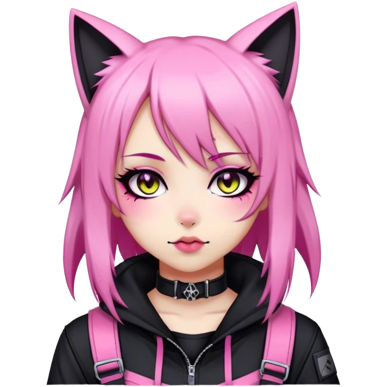 Edgy Kawaii Cute Cool Cartoon Anime Punk Techwear Gothic Catgirl emoji