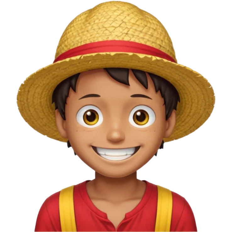 Luffy with a big smile and red shirt with yellow and red straw hat emoji