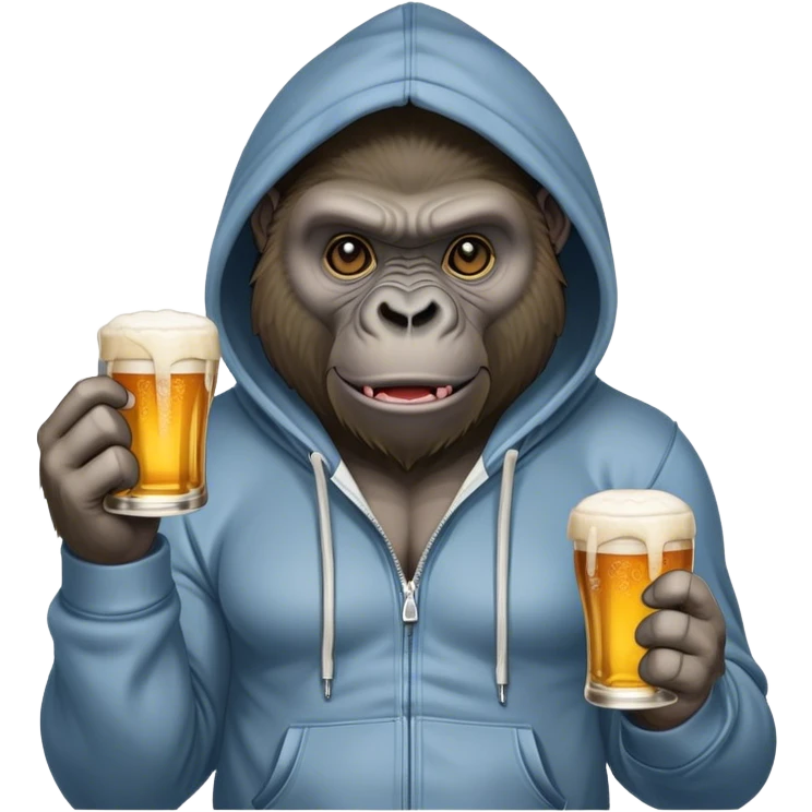 gorilla in a hoodie with a beer  emoji