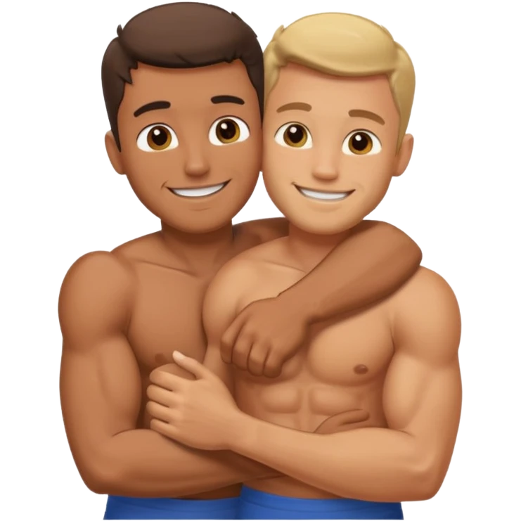 two guys naked and hugging  emoji