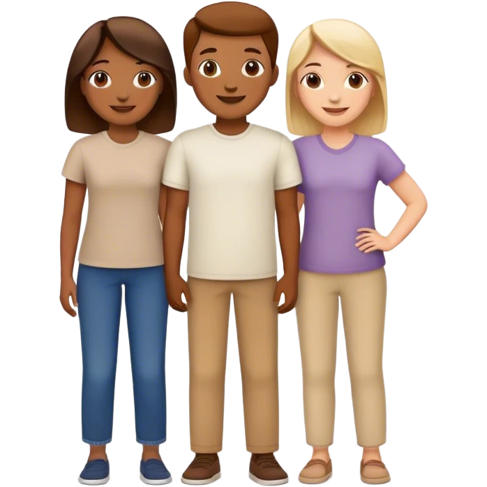 three people happy standing together simple style emoji