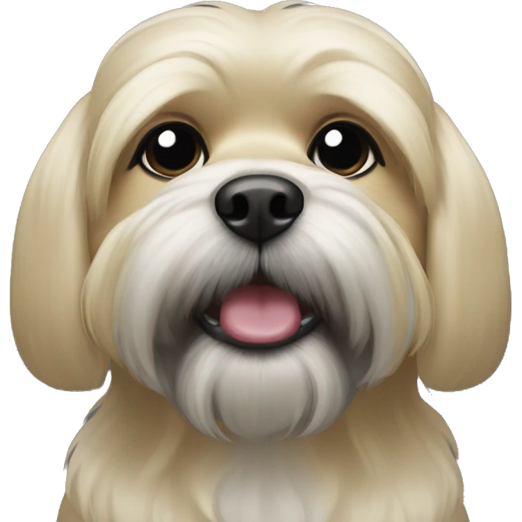 Blonde shitzu with dark gray mouth emoji