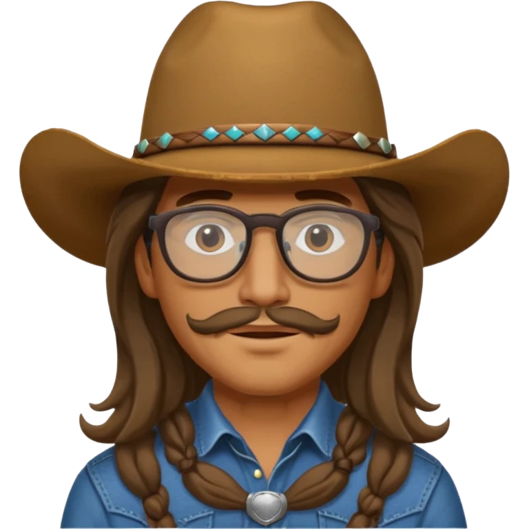 long hair cowboy with glasses emoji