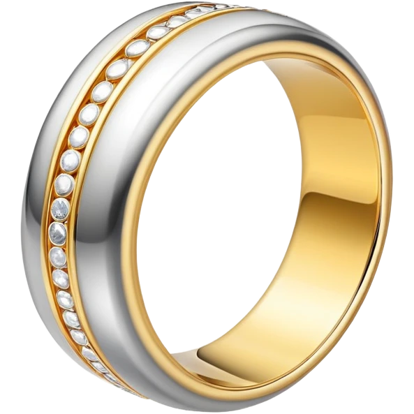 Gold ring with silver trin emoji