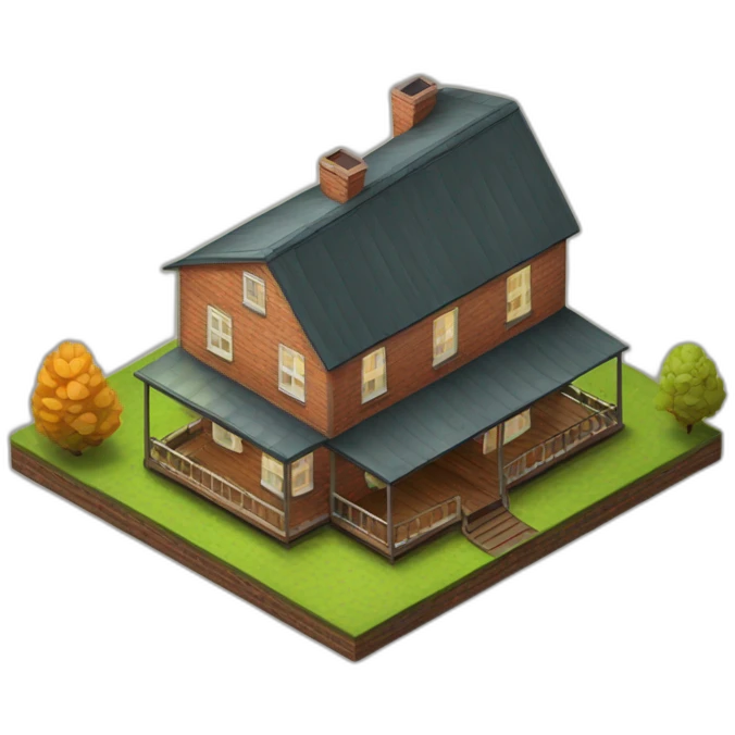 Whiskey glass house isometric emoji
