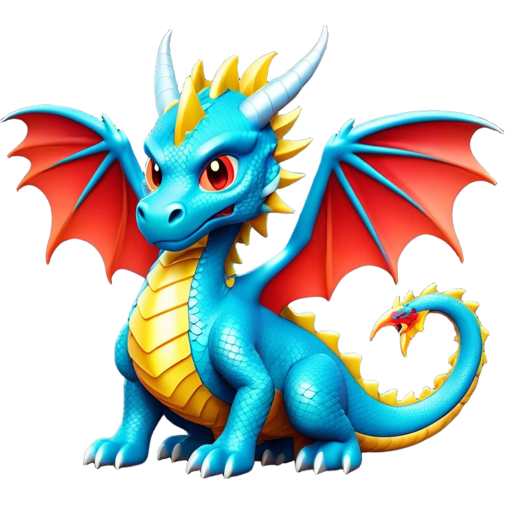 Clash of Clans aesthetic: Cinematic fierce Dragon Emoji, rendered in a 3D vector-style similar to standard emojis with minimal shading and bold, simplified shapes. A compact, isometric dragon with majestic wings and intricately scaled details, softly glowing with a legendary, mythical charm. Simplified yet unmistakably iconic, highly detailed and consistent, glowing with a soft radiant brilliance and high shine. Stylized with a touch of fantastical might and a soft glowing outline, capturing the essence of a mighty dragon with a friendly, playful demeanor! emoji