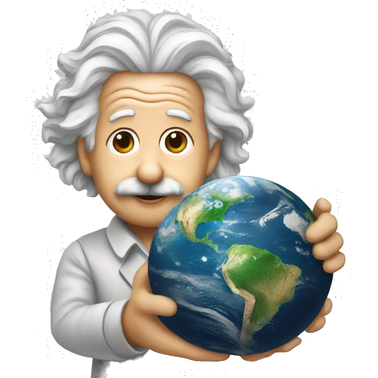 albert einstein holding earth in his hand emoji
