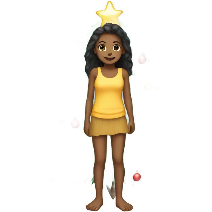 barefoot girls by christmas tree emoji