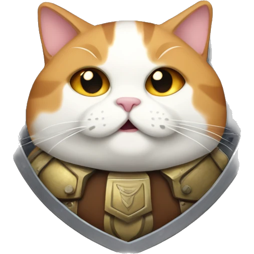 Fat calico cat with a shield  emoji