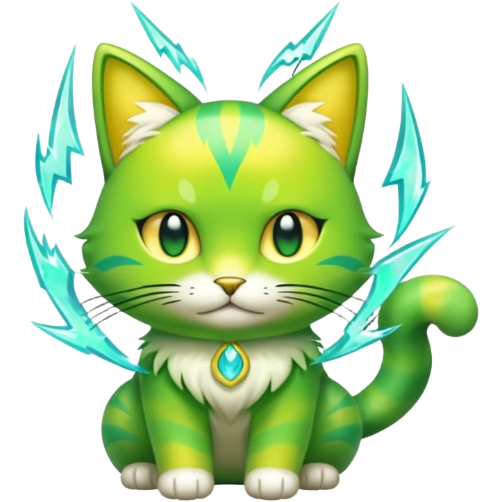 Green and Yellow Electrike-Amaura-Aurorus-Shiny-glorp-cat-fusion  emoji
