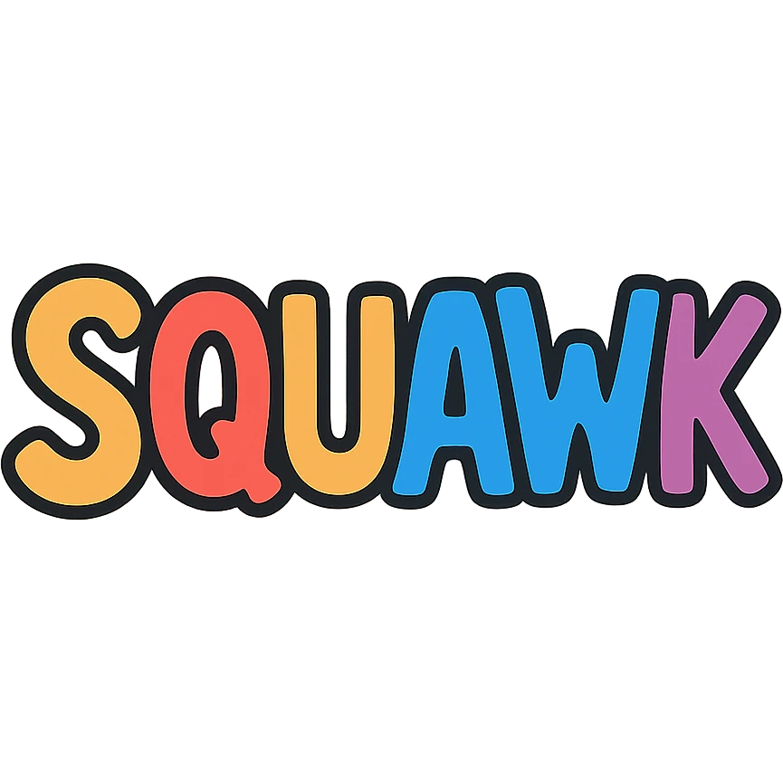 'squak' word in colorful icon style emoji