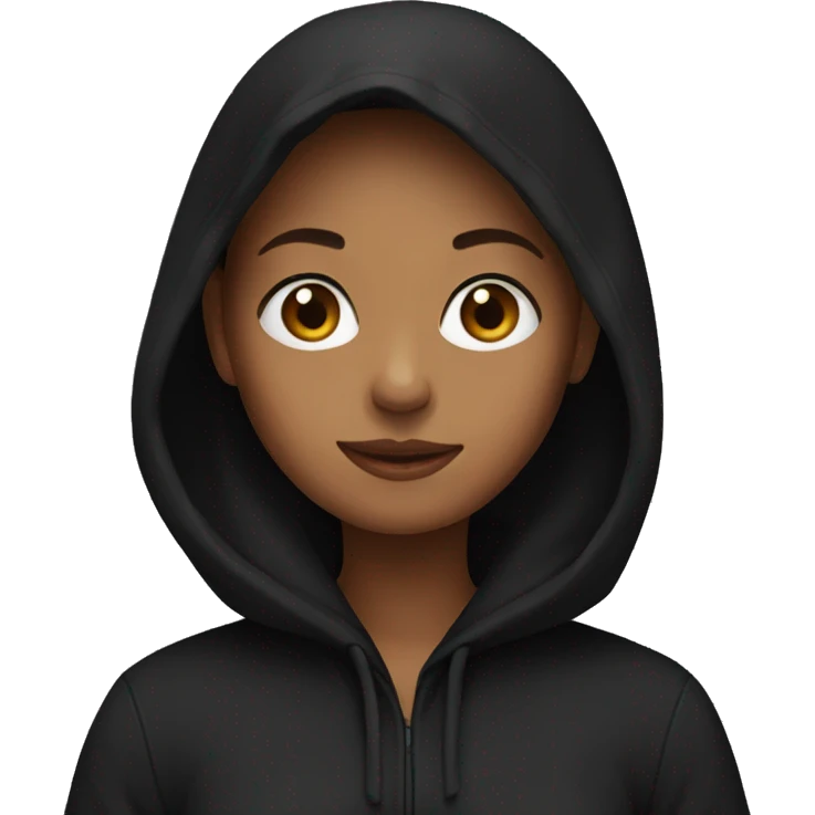 Woman wearing black hoodie  emoji