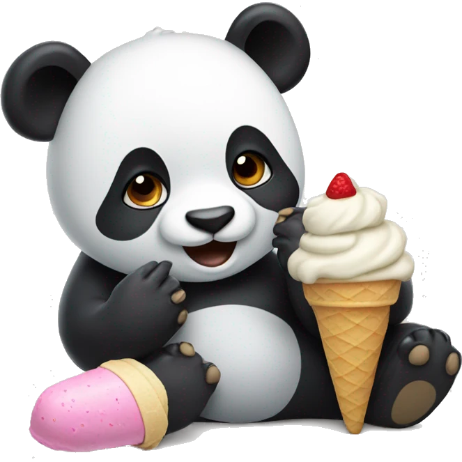 Panda eating ice cream emoji