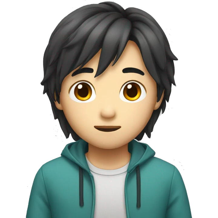 long hair asian boy  emoji