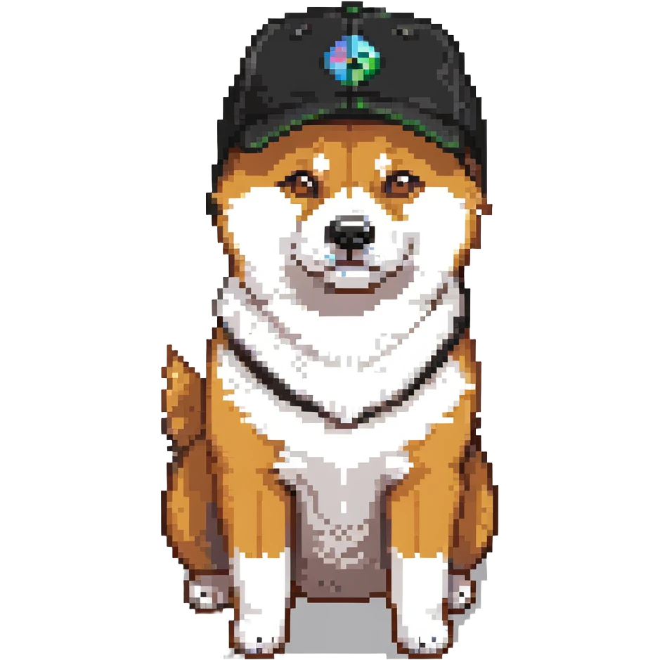 Shiba Inu in a black cap emoji