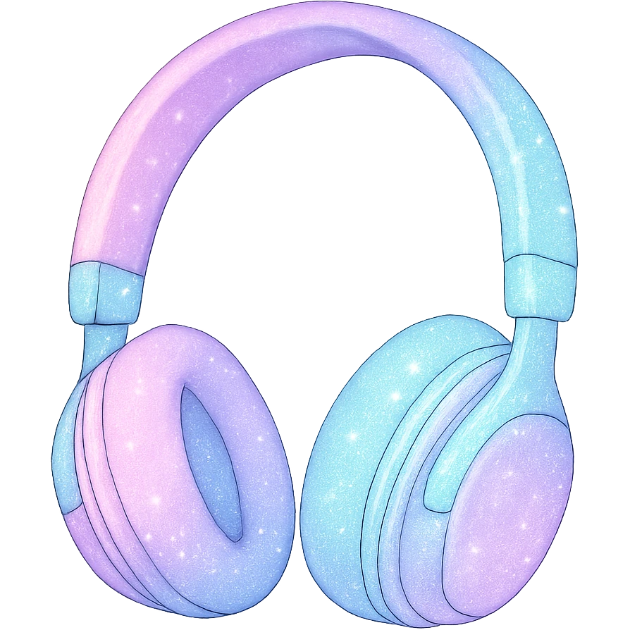 sparkly pastel headphones emoji