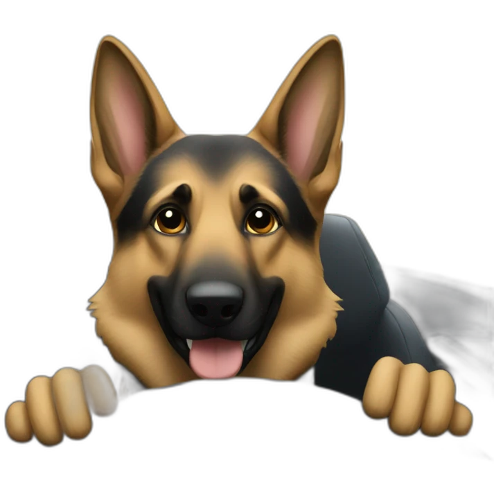 German Shepherd driving a car emoji