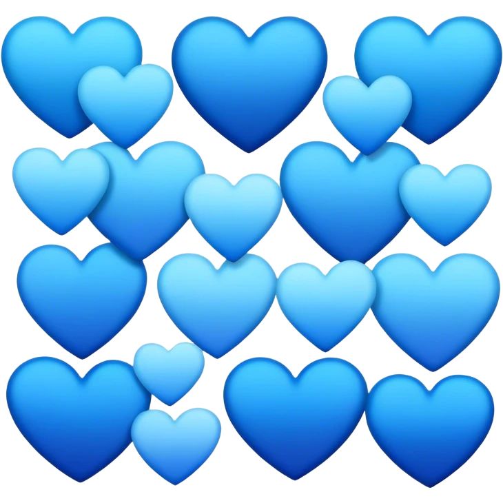"A set of blue hearts in gradient shades, arranged in a neat and aesthetic pattern."
 emoji