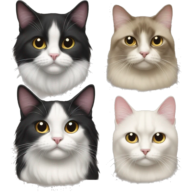 2 cats one is a Himalayan and the other is a tuxedo cat emoji