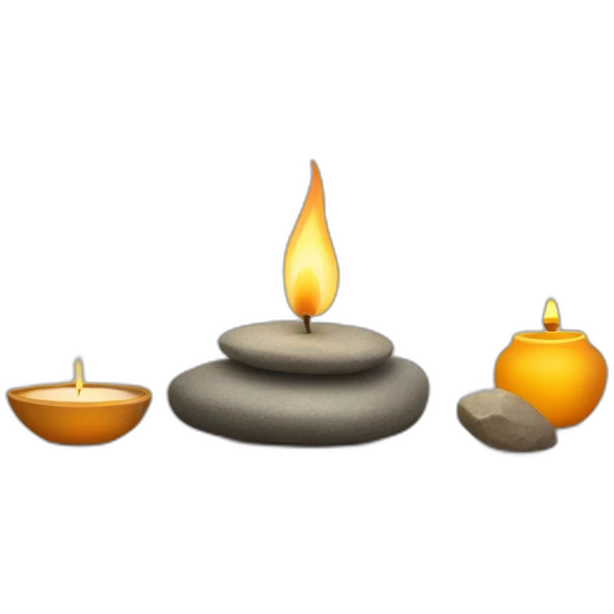 meditation stones, candles and tea emoji