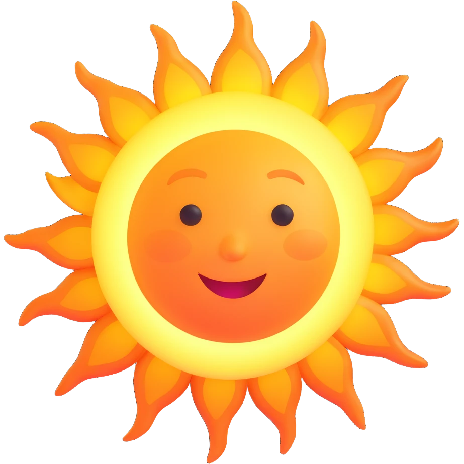 A detailed, realistic depiction of the sun with solar flares emoji