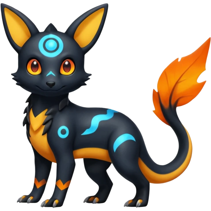 Shiny Cute Spooky Helioptile-Heliolisk-Umbreon-Charmeleon-Fakémon-hybrid-creature (full body)  emoji
