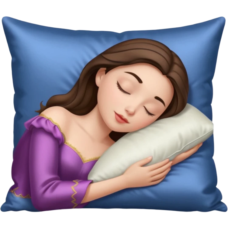 sleeping beauty brunette white girl with a silk pillow emoji