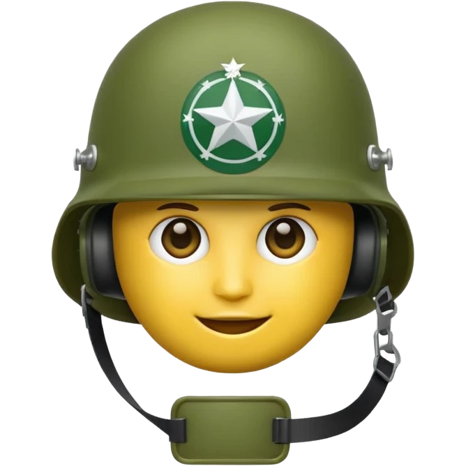 modern army NATO helmet, emoji style, green color, accessory mounts, strap emoji