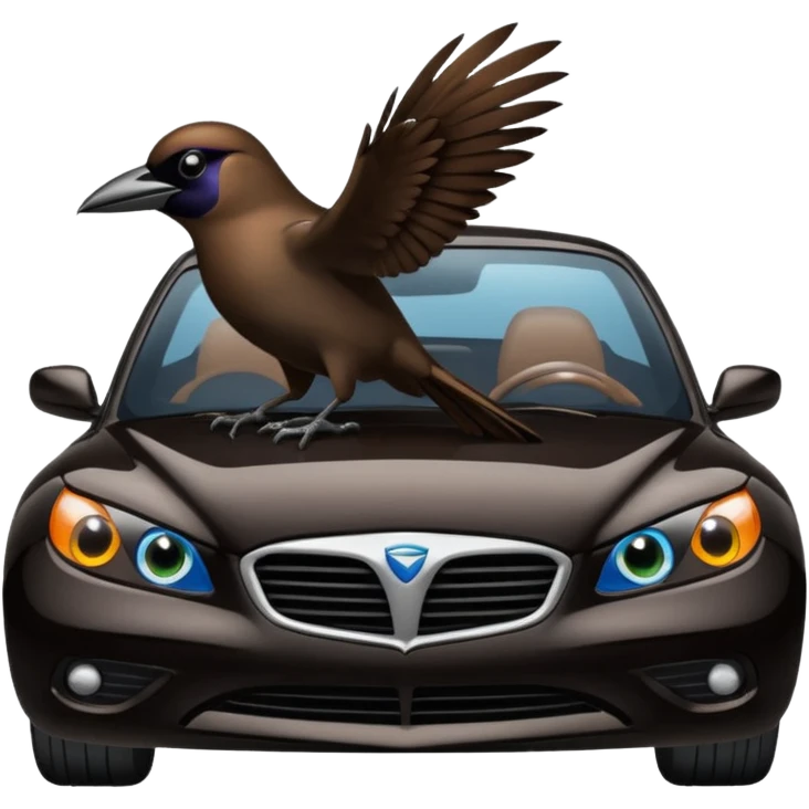 Grackle driving a car emoji