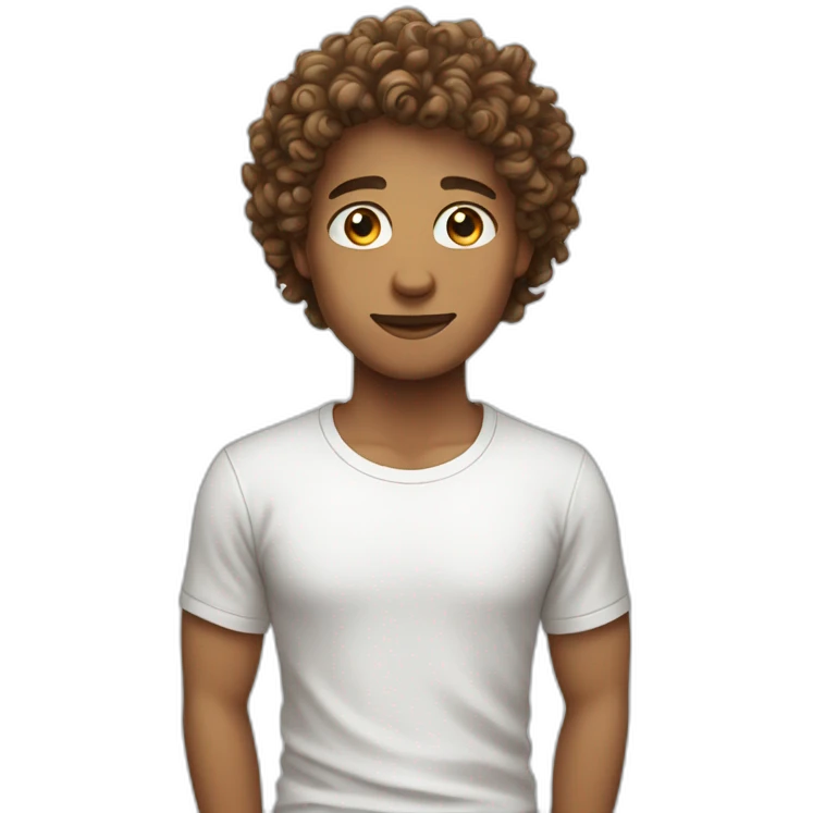 curly hair with white tshirt emoji