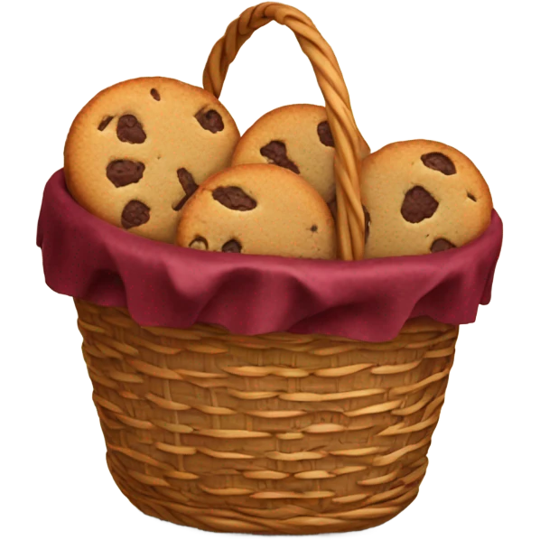 burgundy basket filled with cookies emoji