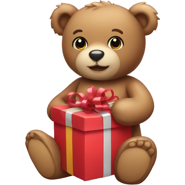 Teddy bear holding presents  emoji
