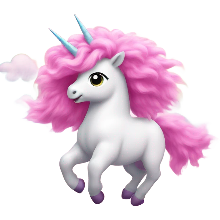 Pink fluffy unicorns dancing on rainbows emoji