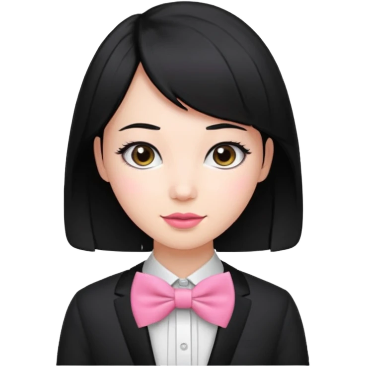 realistic black hair woman with pink bowtie emoji
